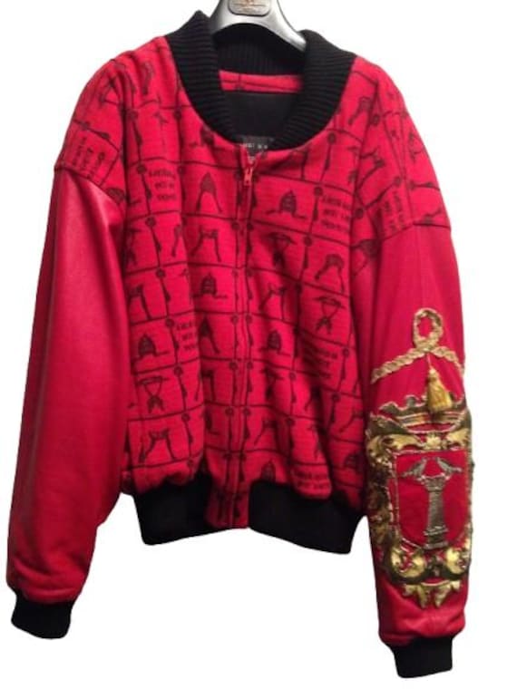 CALUGI & GIANNELLI Super Rare and Iconic Jacket / Bomber for man from the collection '88/89 "Chic in the Church" in wool e pure leather
