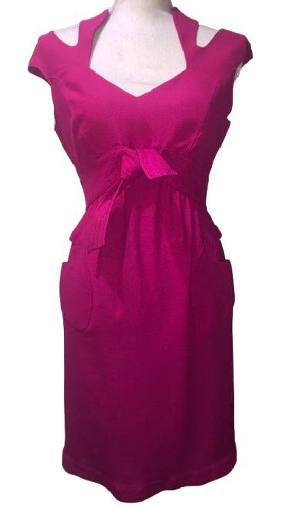 THIERRY MUGLER late 80's shocking pink cut out Midi Dress size ITA 42 #thierrymugler #vintage #rare #paris #M #Pink #80's #avantgarde