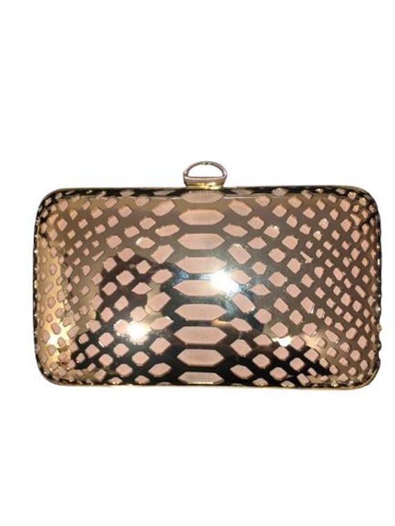 SERGIO ROSSI Golden Metal Clutch with Powder Pink Satin #madeinitaly #sergiorossi #rare #gold #pink #evening #smallbag #metal #vintage