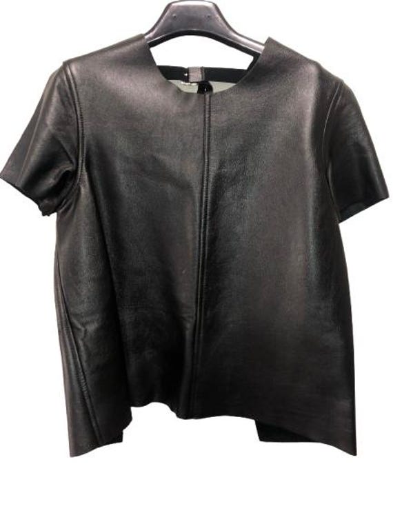 COMME des GARÇONS Black Leather Backside Opened Top Size Medium #commedesgarcons #reikawakubo #madeinjapan #rare #unisex #leather