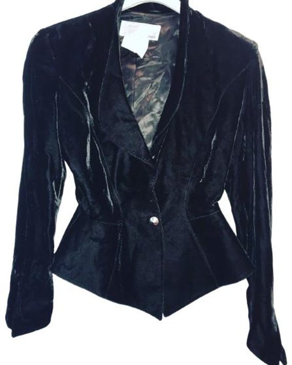 THIERRY MUGLER 90's Rare Black Velvet Super Shaped Jacket