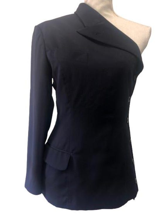 JEAN PAUL GAULTIER 1990 Iconic One Sleeved Jacket Side Buttoning Size 40 It #jeanpaulgaultier #rare #sleeveless #onesleeves #jacket