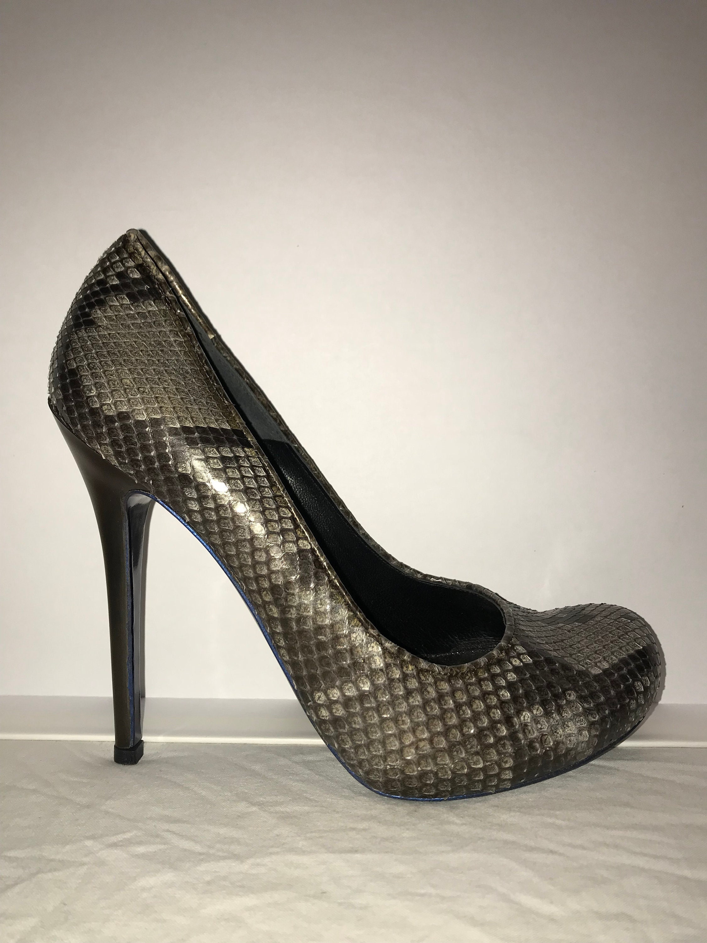 Grey snakeskin heels clearance