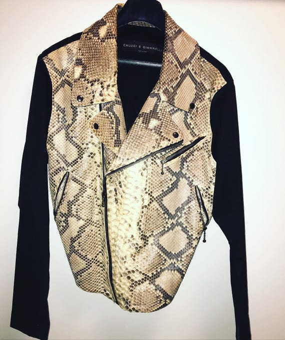 CALUGI E GIANNELLI Bimaterial Phyton and Black Cotton Jacket