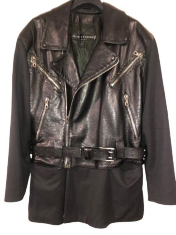 CALUGI E GIANNELLI Rare 90s Black Hybrid Jacket / Leather Jacket Size XXL #Rare #vintage #madeinitaly #avantgarde #hybrid