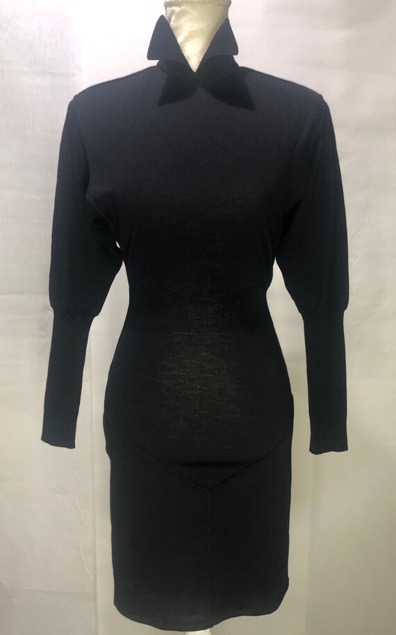 AZZEDINE ALAÏA 1989 Rare Dress in Black Wool with 