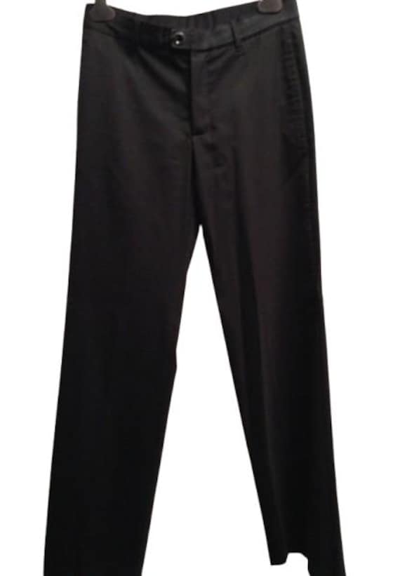 DIRK BIKKEMBERGS Men Black Trousers Size 46 ita with Zip Hook, and Metallic Circle Stud Side Logo #BIKKEMBERGS #avantgarde #trousers