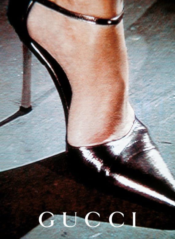 GUCCI by Tom Ford 1997 Iconic Leather Pumps with Silver Metallic Heels Size 37 #gucci #tomford #pumps #mariahcarey