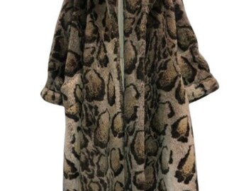 CALUGI E GIANNELLI Rare Fake Fur Wide Coat Animalier Print Extra Wide Hem #calugiegiannelli #rare #vintage #fur #madeinitaly