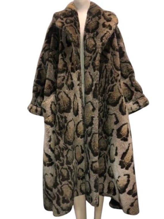 CALUGI E GIANNELLI Rare Fake Fur Wide Coat Animalier Print Extra Wide Hem #calugiegiannelli #rare #vintage #fur #madeinitaly