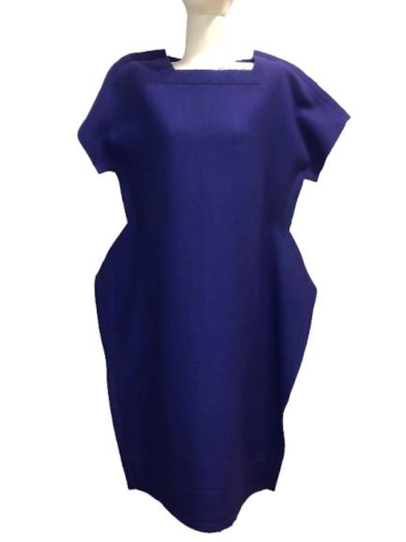 COMME Des GARÇONS Purple Geometrical Cutline Wool Dress Size S #Rare #AvantGarde #Japan #Minimalism #ReiKawakubo #Winter #Purple