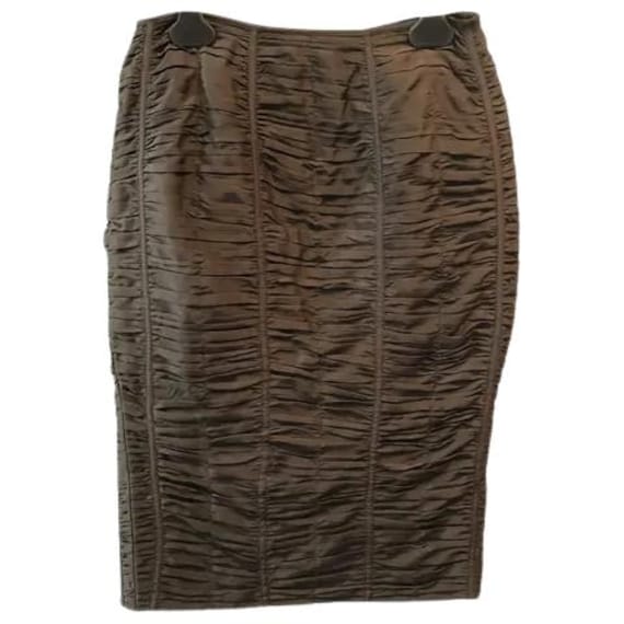 GUCCI (by TOM FORD) Silk Pleated Skirt #gucci #tomford #rare #vintage #sizeL #Taupe #silk #skirt #zipped