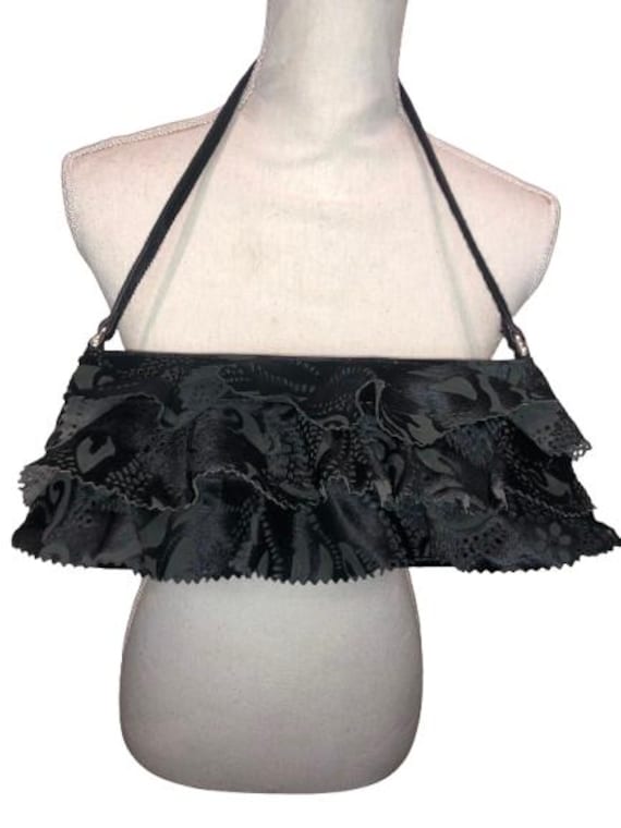 JOHN GALLIANO Lasered Black Ponyskin with Lace Effect Small Bag #johngalliano #bag #ponyskin #lace #laser #rare #vintage