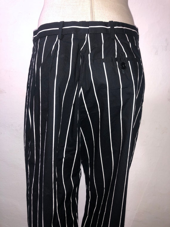 BALENCIAGA Black Striped Trousers in Pure Cotton,… - image 6