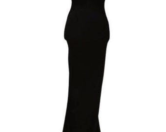 GARETH PUGH Dramatic Amzing Evening Black Trained Dress, size 38 ITA v neck, Paddes Shoulders. Veronica Lake/ 40's Style #pugh #evening #40's