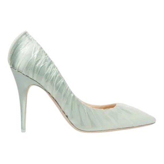 Jimmi Choo x Off -White Light Blue Satin Pumps Covered with Transparent PVC Size EU 38,5 #JimmyChoo #Off-White #Satin #Pumps #Vinyl #38,5