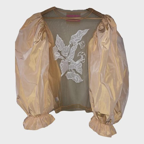 VIKTOR & ROLF Tulle Apricot Top with Extra Wide Balloon Sleeves Size S #viktorerolf #tulle #avantgarde #rare #pink #draped #embellished