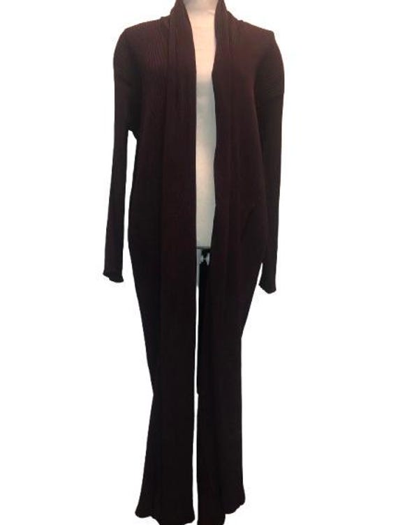 ISSEY MIYAKE 90's Pleated Coat in Bordeaux / Brown Color Large Collar / Hood Size M #ISSEYMIYAKE #90'S #Coat #pleats