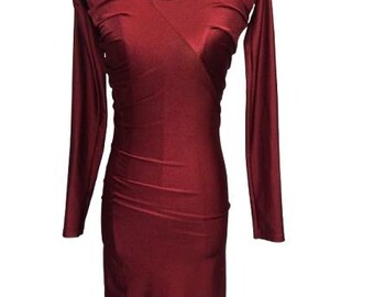 JOHN GALLIANO S/S 1989 "Charles James" Colection Draped Bodycon Burgundy Dress Size 40 ITA #JohnGalliano #archival #1989 #CharlesJames #S