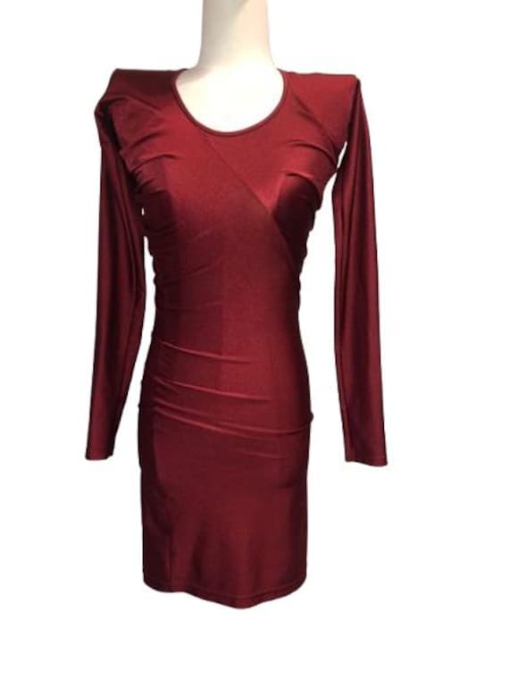 JOHN GALLIANO S/S 1989 "Charles James" Colection Draped Bodycon Burgundy Dress Size 40 ITA #JohnGalliano #archival #1989 #CharlesJames #S