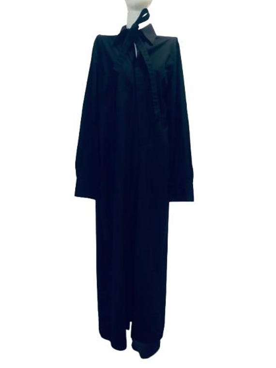 YOHJI YAMAMOTO Black Light Poplin Cotton Jumpsuit size 3 JP (M) #yohjiyamamoto #rare #vintage #jumpsuit #wide #openbackside #medium