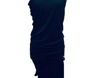 ALEXANDER McQUEEN Black Asymmetrical Bondage Dress with Leather Buckle Size Small (40 ITA) #AlexanderMcQueen