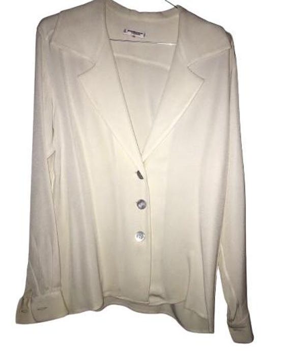 YVES SAINT LAURENT 80'S Rare Shirt in Ecru' Color Size Ita 44 Mother of Pearls Buttons #yvessaintlaurent #80s #shirt #ecru #Ysl #rivegauche
