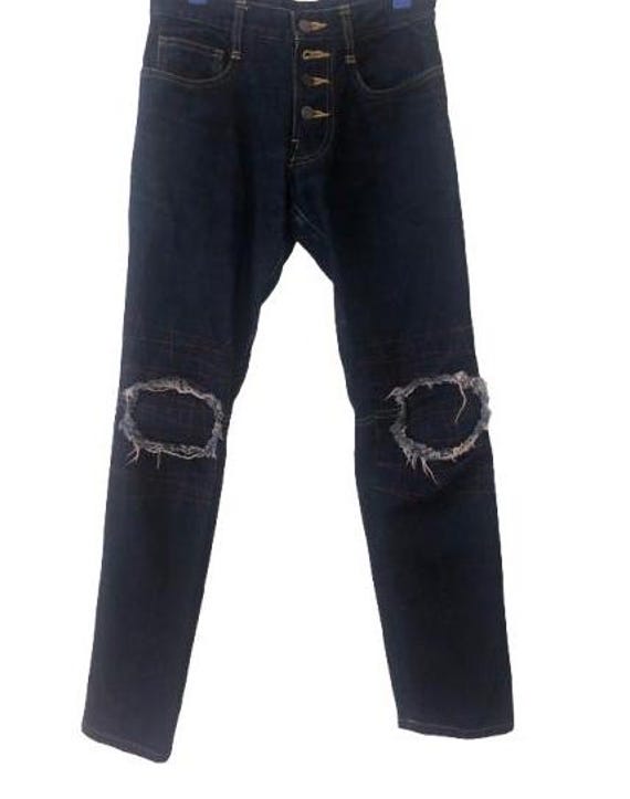 CHRISTOPHER NEMETH 90's Distressed Patched Blue Denim Trousers Size S saw on Bjork in 1998 #christophernemeth #bjork #rare #vintage #jeans