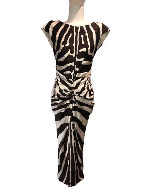 CHRISTIAN DIOR by John Galliano P.a.P. Spring 2008 Silk Zebra Print Draped Dress Size 38 FR #ChristianDior #JohnGalliano #rare #Vintage
