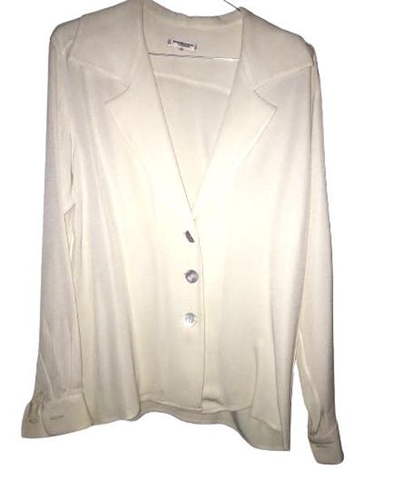 YVES SAINT LAURENT 80'S Rare Shirt in Ecru' Color Size Ita 44 Mother of Pearls Buttons #yvessaintlaurent #80s #shirt #ecru #Ysl #rivegauche