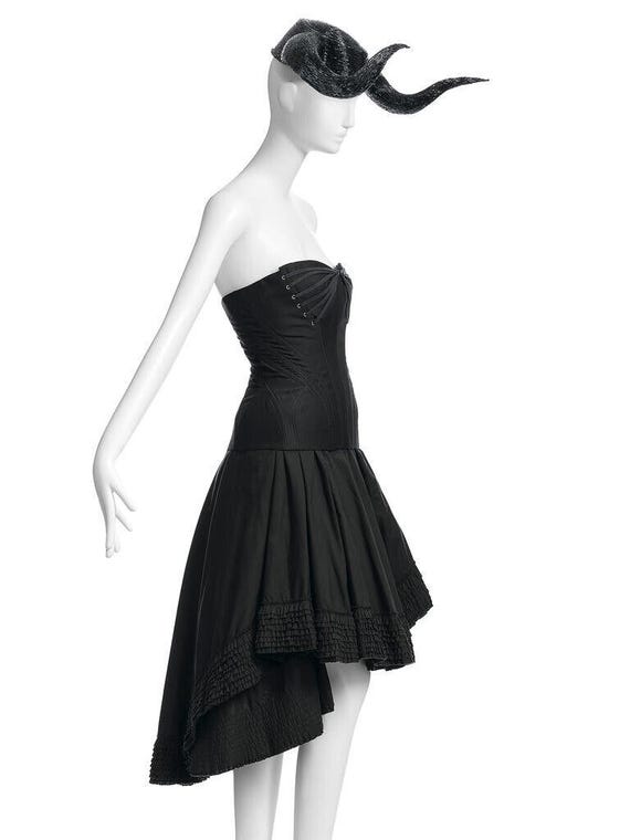 ALEXANDER McQUEEN "Dance of Twisted Bull" S/S 2002 Collection Black Bustier also seen on “Alexander McQueen, Mind, Mythos, Muse” Exhibition