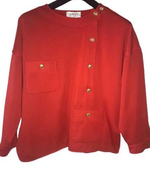 CHANEL (by Karl Lagerfeld ) 80s Jacket /Tunic in Vermillion Red Size 44 ITA #CHANEL #Couture #KarlLagerfeld #80s #rare #large #red