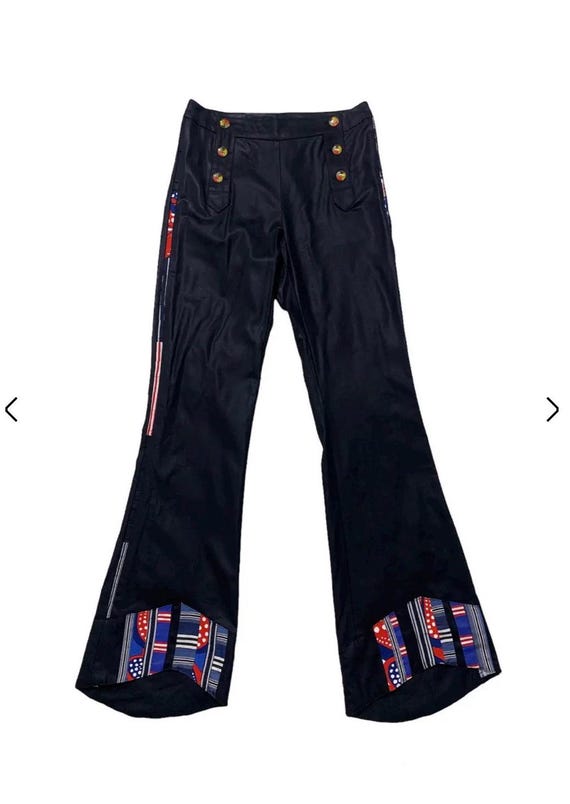 JOHN GALLIANO Black Wool Sailor Flared Trousers with Hem and Sides Embellishment - Inserts Size 40 ita
