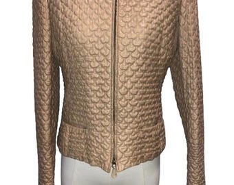 ALEXANDER McQUEEN Colección Otoño/Invierno 2004 "Pantheon and Lucem" Chaqueta de piel auténtica acolchada color beige Talla M (ITA 42) #AlexanderMcQueen #Rare