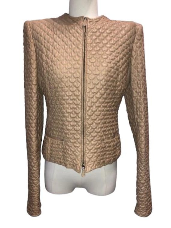 ALEXANDER McQUEEN F/W 2004 "Pantheon and Lucem" Collection Genuine Beige Quilted Leather Lacket Size M (ITA 42) #AlexanderMcQueen #Rare