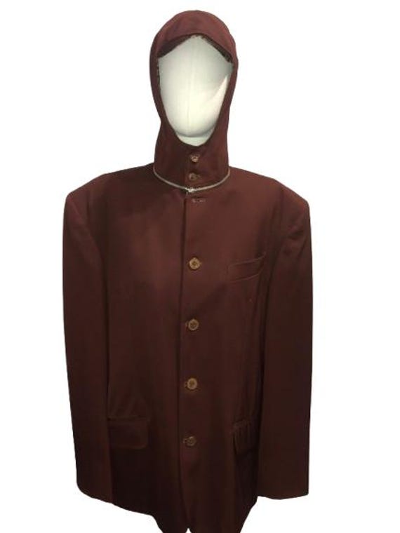 JEAN PAUL GAULTIER Homme F/W 1991/92 "Le Prisonnier" Peak Hooded Brown Jacket Size 52 ita (xl) #jeanpaulgaultier #rare #vintage #hommes