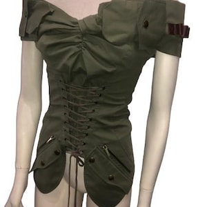 CHRISTIAN DIOR Boutique by John Galliano 2003 Embellished Corseted Top Size 40 FR with Detouchable Shoulders #dior #galliano #paris