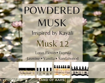 POWDERED MUSK - Perfume Oil, Body Spray, Body Oil, Lotus Flower, Freesia, Jasmine, Sandalwood Vanilla Spring Summer Kayali Musk 12 Scent