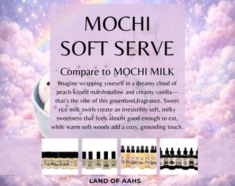 MOCHI SOFT SERVE - Perfume Oil, Body Spray, Body Oil Peach Marshmallow Vanilla Rice Milk Soft Woods Gourmand Foodie Scent