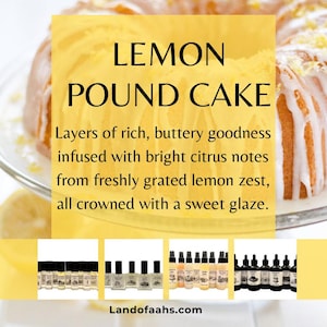 LEMON POUND CAKE - Perfume Oil, Body Spray, Body Oil, Fragrance Lemon Zest Vanilla Butter Dessert Bakery Fruity Scent