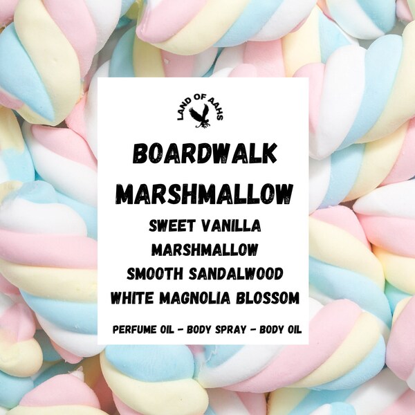 BOARDWALK MARSHMALLOW Perfume Oil, Body Spray, Body Oil Vanilla Sandalwood Magnolia Blossom Sweet Sensual Scent