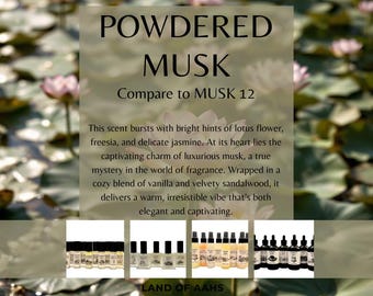 POWDERED MUSK - Perfume Oil, Body Spray, Body Oil, Lotus Flower, Freesia, Jasmine, Sandalwood Vanilla Spring Summer Kayali Musk 12 Scent