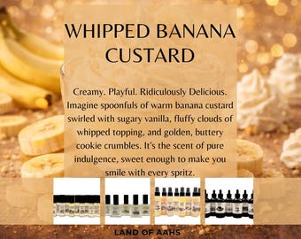 Natillas de plátano batidas - Aceite perfumado, spray corporal, aceite corporal, migas de galleta, aroma a postre cremoso y afrutado de panadería