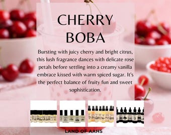 CHERRY BOBA - Perfume Oil, Body Spray, Body Oil, Rose Petals Creamy Vanilla Spiced Sugar Citrus Fruity Scent