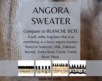 SUÉTER DE ANGORA - Aceite perfumado, spray corporal, aceite corporal, incienso de nardo de ambreta, haba tonka, cacao, vainilla, almizcle, Blanche Bete.