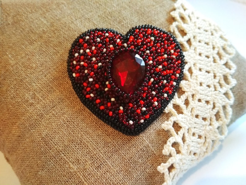 Dark red brooch Elegant jewelry for women Burgundy crystal Etsy