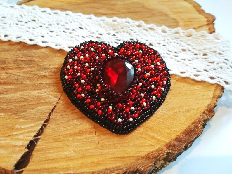 Dark red brooch Elegant jewelry for women Burgundy crystal Etsy