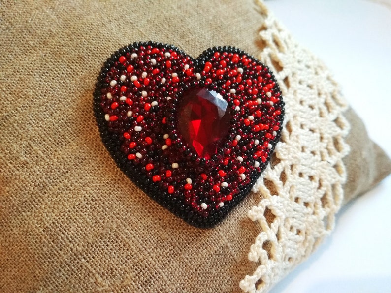 Dark red brooch Elegant jewelry for women Burgundy crystal Etsy