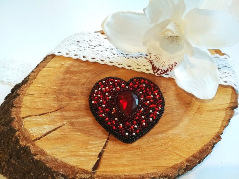 Dark red brooch Elegant jewelry for women Burgundy crystal Etsy