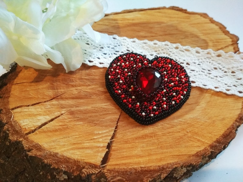 Dark red brooch Elegant jewelry for women Burgundy crystal Etsy